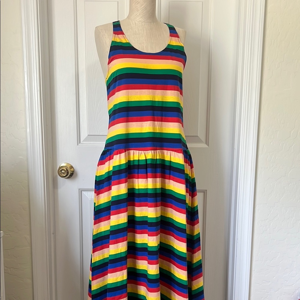 Etre Cecile Colorful Rainbow Sleeveless Knit Racer Back Dress Sz M NWOT